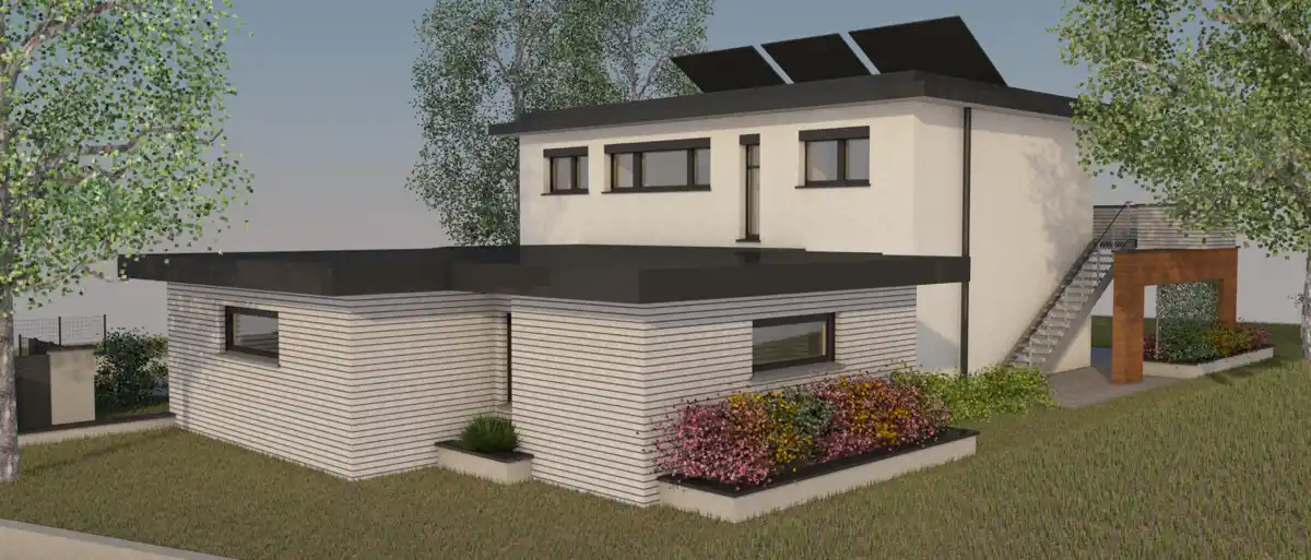 Maison passive Cilaos, vue 3D nord-ouest