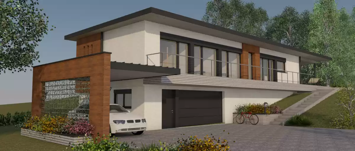 Maison passive LaPaulignoise, vue 3D sud-ouest Projet